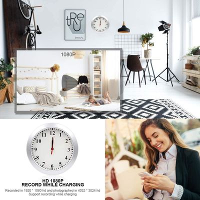 Battery Powered Wifi Spy Camera , Wall Clock Hidden Spy Camera For House