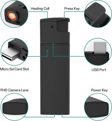 Compact Discreet No Wi-Fi Electric Lighter Hidden Camera with Loop Recording Mini Spy Camera